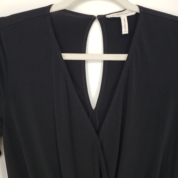 3/$25 BCBGeneration Faux Wrap Romper XS Long Sleeves Surplice V Neck BCBG Black - Picture 6 of 9